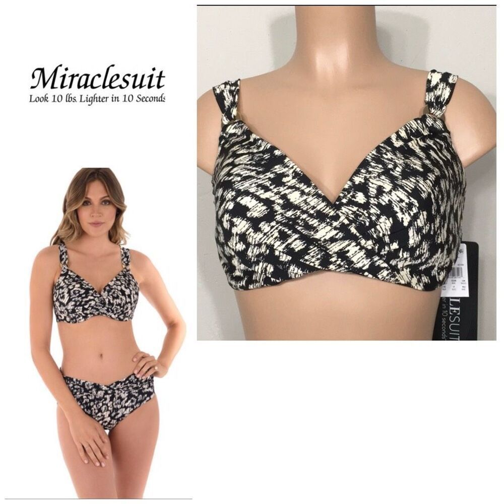 New. Miraclesuit twist front hi-waisted bikini top. 38DD cup